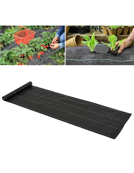Outsunny 1m x 50m Weed Control Membrane, Heavy Duty Weed Control Barrier Fabric, 90gsm Ground Cover for Patios, Garden, Flower b