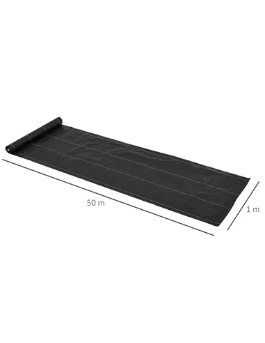 Outsunny 1m x 50m Weed Control Membrane, Heavy Duty Weed Control Barrier Fabric, 90gsm Ground Cover for Patios, Garden, Flower b