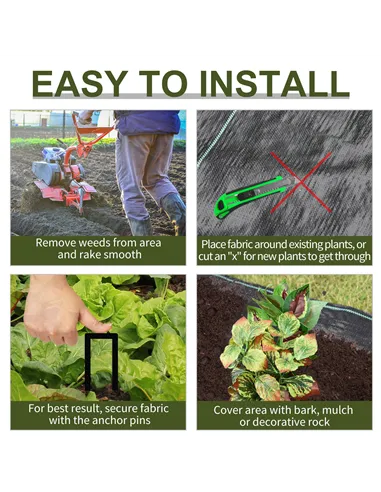 Outsunny 1m x 50m Weed Control Membrane, Heavy Duty Weed Control Barrier Fabric, 90gsm Ground Cover for Patios, Garden, Flower b