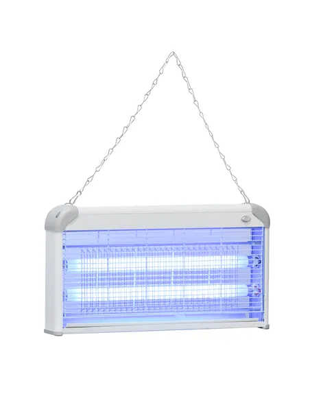 Outsunny Wall Hanging Bug Zapper, 30W Electric Fly Zapper Mosquito Killer, 60㎡ Coverage Insect Killer, Indoor Outdoor Use, Grey