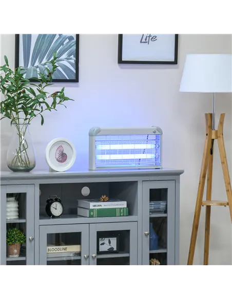 Outsunny Wall Hanging Bug Zapper, 30W Electric Fly Zapper Mosquito Killer, 60㎡ Coverage Insect Killer, Indoor Outdoor Use, Grey