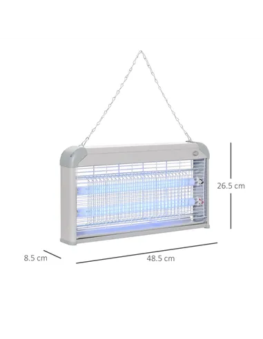 Outsunny Wall Hanging Bug Zapper, 30W Electric Fly Zapper Mosquito Killer, 60㎡ Coverage Insect Killer, Indoor Outdoor Use, Grey