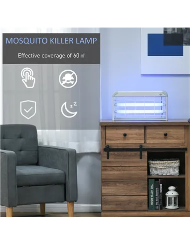 Outsunny Wall Hanging Bug Zapper, 30W Electric Fly Zapper Mosquito Killer, 60㎡ Coverage Insect Killer, Indoor Outdoor Use, Grey