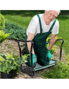 Outsunny 2 In 1 Garden Kneeler Seat Kneeling Pad Support Bench Foldable Knee Protector, Green 2