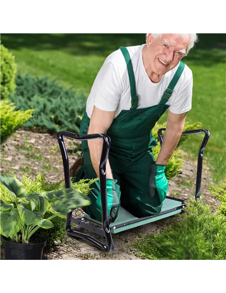 Outsunny 2 In 1 Garden Kneeler Seat Kneeling Pad Support Bench Foldable Knee Protector, Green
