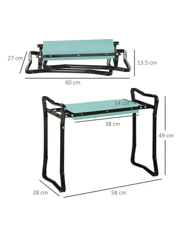 Outsunny 2 In 1 Garden Kneeler Seat Kneeling Pad Support Bench Foldable Knee Protector, Green