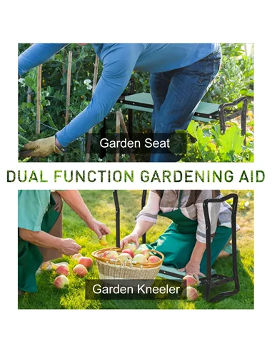 Outsunny 2 In 1 Garden Kneeler Seat Kneeling Pad Support Bench Foldable Knee Protector, Green