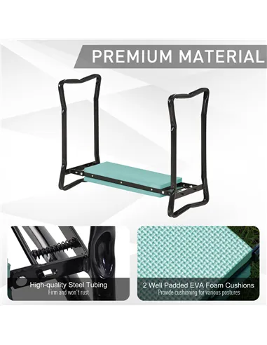 Outsunny 2 In 1 Garden Kneeler Seat Kneeling Pad Support Bench Foldable Knee Protector, Green