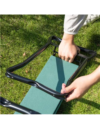 Outsunny 2 In 1 Garden Kneeler Seat Kneeling Pad Support Bench Foldable Knee Protector, Green