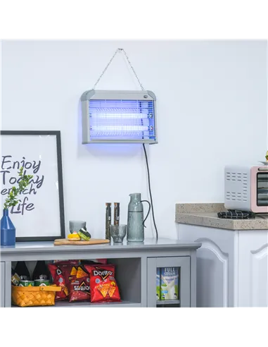 Outsunny Electric Fly Zapper, 20W Electric Fly Killer, Wall Hanging Bug Zapper Indoor & Outdoor Attracting Insect Mosquito Kille