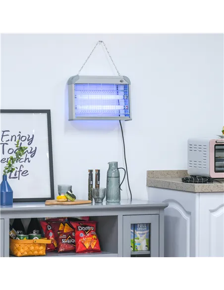 Outsunny Electric Fly Zapper, 20W Electric Fly Killer, Wall Hanging Bug Zapper Indoor & Outdoor Attracting Insect Mosquito Kille