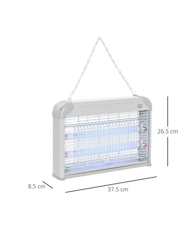 Outsunny Electric Fly Zapper, 20W Electric Fly Killer, Wall Hanging Bug Zapper Indoor & Outdoor Attracting Insect Mosquito Kille