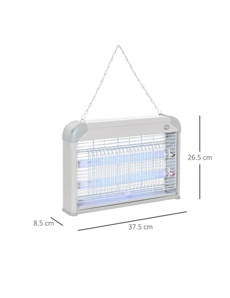 Outsunny Electric Fly Zapper, 20W Electric Fly Killer, Wall Hanging Bug Zapper Indoor & Outdoor Attracting Insect Mosquito Kille