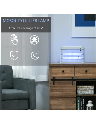 Outsunny Electric Fly Zapper, 20W Electric Fly Killer, Wall Hanging Bug Zapper Indoor & Outdoor Attracting Insect Mosquito Kille