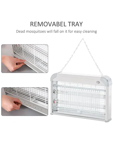 Outsunny Electric Fly Zapper, 20W Electric Fly Killer, Wall Hanging Bug Zapper Indoor & Outdoor Attracting Insect Mosquito Kille