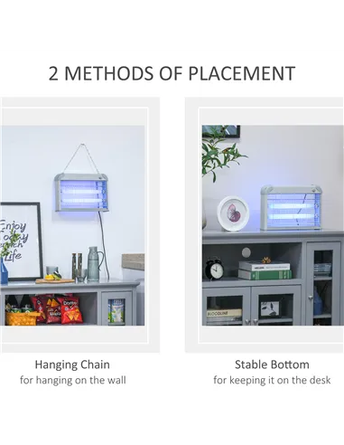 Outsunny Electric Fly Zapper, 20W Electric Fly Killer, Wall Hanging Bug Zapper Indoor & Outdoor Attracting Insect Mosquito Kille