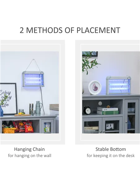 Outsunny Electric Fly Zapper, 20W Electric Fly Killer, Wall Hanging Bug Zapper Indoor & Outdoor Attracting Insect Mosquito Kille