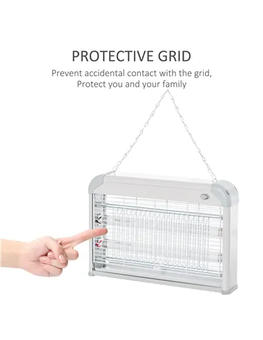 Outsunny Electric Fly Zapper, 20W Electric Fly Killer, Wall Hanging Bug Zapper Indoor & Outdoor Attracting Insect Mosquito Kille