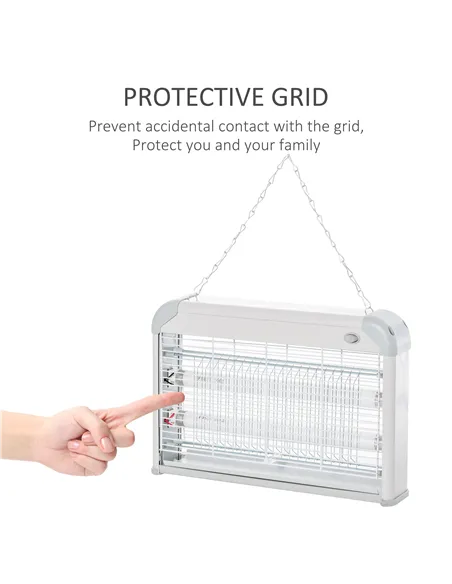 Outsunny Electric Fly Zapper, 20W Electric Fly Killer, Wall Hanging Bug Zapper Indoor & Outdoor Attracting Insect Mosquito Kille