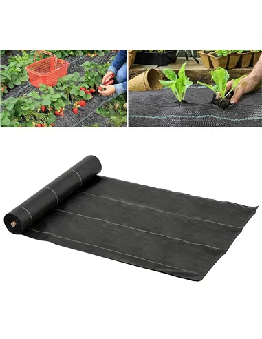 Outsunny 2m x 50m Weed Control Membrane, Heavy Duty Weed Control Barrier Fabric, 90gsm Ground Cover for Patios, Garden, Flower b