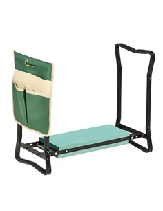 Outsunny Steel Frame Padded Garden Kneeler, with Tool Bag - Green