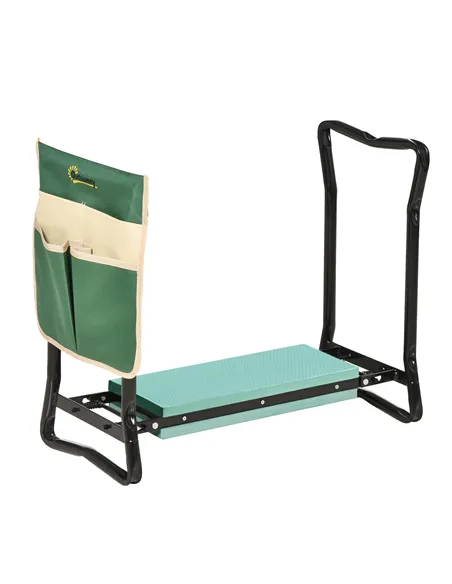 Outsunny Steel Frame Padded Garden Kneeler, with Tool Bag - Green