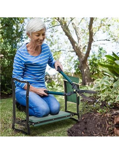 Outsunny Steel Frame Padded Garden Kneeler, with Tool Bag - Green