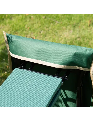 Outsunny Steel Frame Padded Garden Kneeler, with Tool Bag - Green