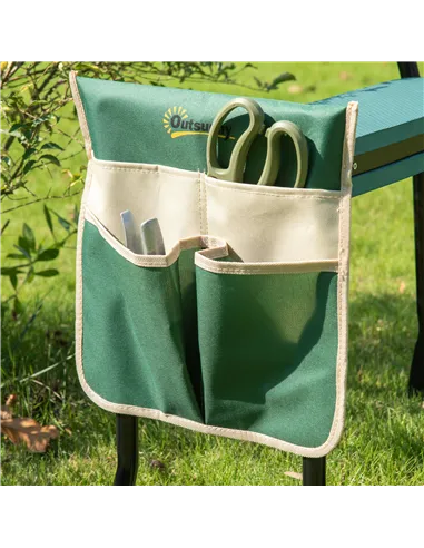Outsunny Steel Frame Padded Garden Kneeler, with Tool Bag - Green
