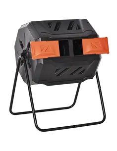 Outsunny 160L 360° Rotating Dual Chamber Composter - Orange
