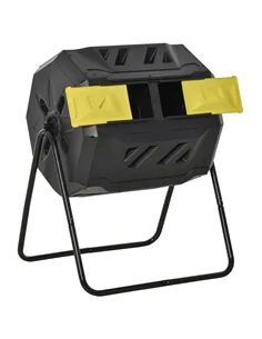 Outsunny 160L 360° Rotating Dual Chamber Composter - Yellow