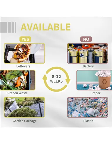 Outsunny 160L 360° Rotating Dual Chamber Composter - Yellow