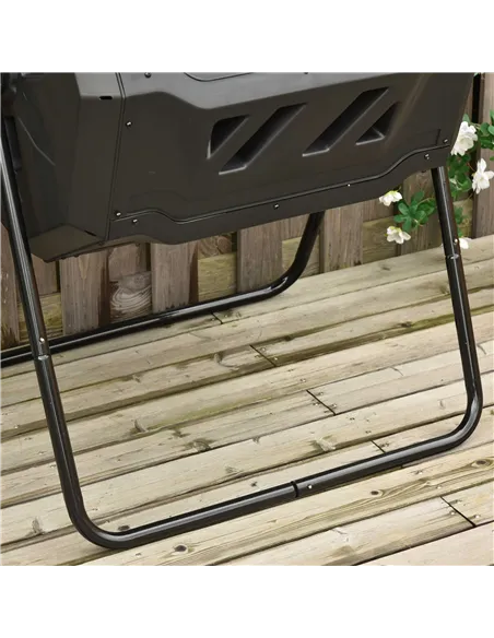 Outsunny 160L 360° Rotating Dual Chamber Composter - Black