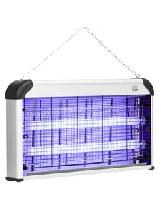 Outsunny 30W Electric Fly Zapper, Bug Zapper with UK Plug, 2 UV Bulbs, Hanging Chain, On/Off Switch and Removable Catch Tray, 60