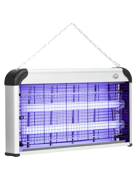 Outsunny 30W Electric Fly Zapper, Bug Zapper with UK Plug, 2 UV Bulbs, Hanging Chain, On/Off Switch and Removable Catch Tray, 60