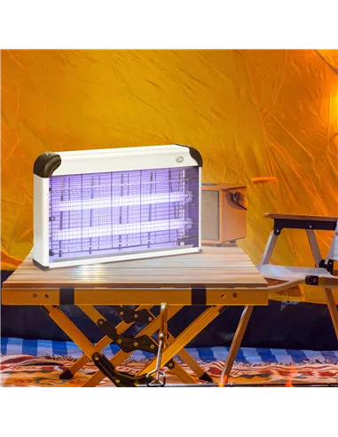 Outsunny 30W Electric Fly Zapper, Bug Zapper with UK Plug, 2 UV Bulbs, Hanging Chain, On/Off Switch and Removable Catch Tray, 60