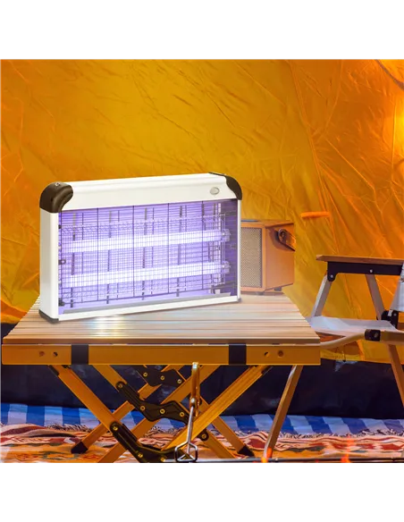 Outsunny 30W Electric Fly Zapper, Bug Zapper with UK Plug, 2 UV Bulbs, Hanging Chain, On/Off Switch and Removable Catch Tray, 60