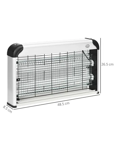 Outsunny 30W Electric Fly Zapper, Bug Zapper with UK Plug, 2 UV Bulbs, Hanging Chain, On/Off Switch and Removable Catch Tray, 60