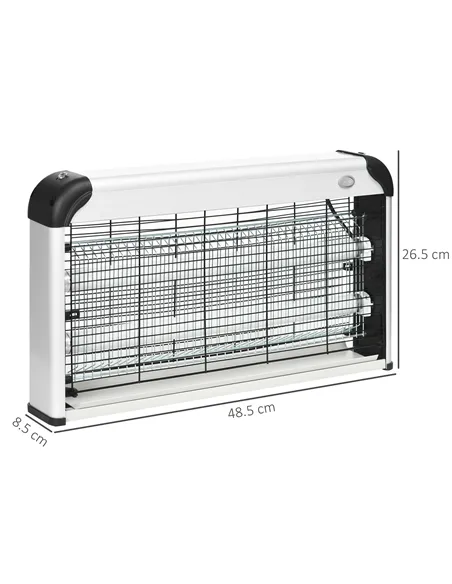 Outsunny 30W Electric Fly Zapper, Bug Zapper with UK Plug, 2 UV Bulbs, Hanging Chain, On/Off Switch and Removable Catch Tray, 60