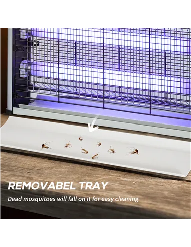 Outsunny 30W Electric Fly Zapper, Bug Zapper with UK Plug, 2 UV Bulbs, Hanging Chain, On/Off Switch and Removable Catch Tray, 60