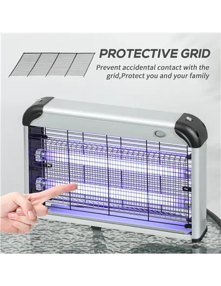 Outsunny 30W Electric Fly Zapper, Bug Zapper with UK Plug, 2 UV Bulbs, Hanging Chain, On/Off Switch and Removable Catch Tray, 60