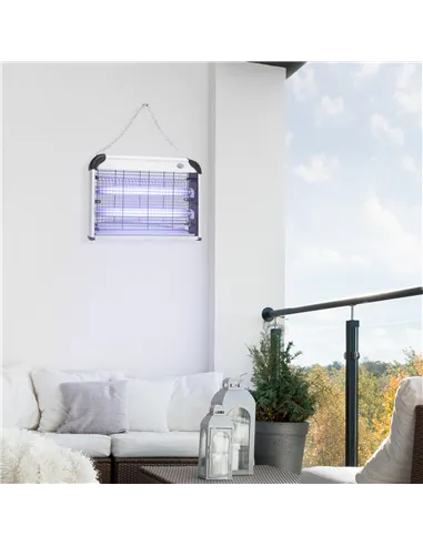 Outsunny Electric Fly Zapper, 20W Electric Fly Killer, Wall Hanging Bug Zapper Indoor & Outdoor Attracting Insect Mosquito Kille