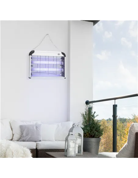 Outsunny Electric Fly Zapper, 20W Electric Fly Killer, Wall Hanging Bug Zapper Indoor & Outdoor Attracting Insect Mosquito Kille