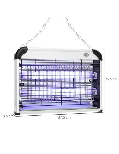 Outsunny Electric Fly Zapper, 20W Electric Fly Killer, Wall Hanging Bug Zapper Indoor & Outdoor Attracting Insect Mosquito Kille