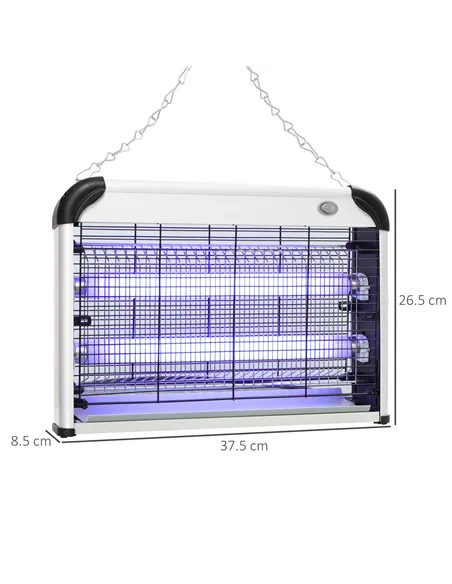 Outsunny Electric Fly Zapper, 20W Electric Fly Killer, Wall Hanging Bug Zapper Indoor & Outdoor Attracting Insect Mosquito Kille