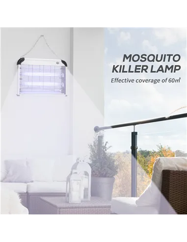 Outsunny Electric Fly Zapper, 20W Electric Fly Killer, Wall Hanging Bug Zapper Indoor & Outdoor Attracting Insect Mosquito Kille