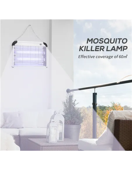 Outsunny Electric Fly Zapper, 20W Electric Fly Killer, Wall Hanging Bug Zapper Indoor & Outdoor Attracting Insect Mosquito Kille