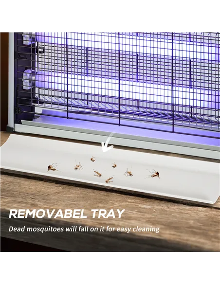 Outsunny Electric Fly Zapper, 20W Electric Fly Killer, Wall Hanging Bug Zapper Indoor & Outdoor Attracting Insect Mosquito Kille