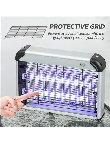 Outsunny Electric Fly Zapper, 20W Electric Fly Killer, Wall Hanging Bug Zapper Indoor & Outdoor Attracting Insect Mosquito Kille