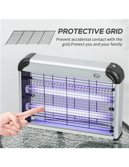 Outsunny Electric Fly Zapper, 20W Electric Fly Killer, Wall Hanging Bug Zapper Indoor & Outdoor Attracting Insect Mosquito Kille